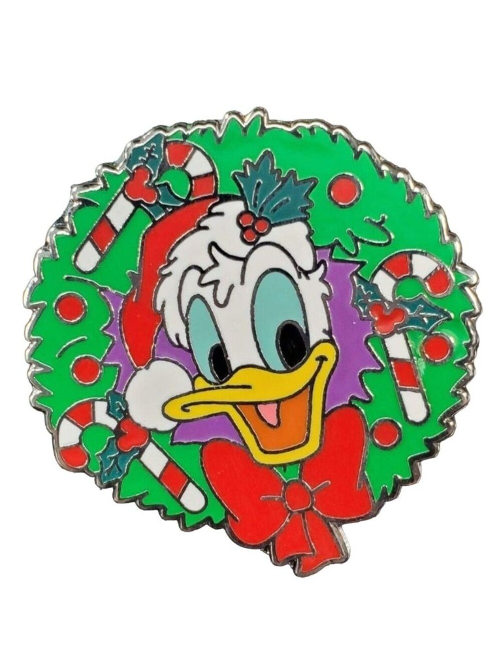 Disney Donald Duck Trading Pin Santa Christmas Wreath Candy Cane Badge Brooch